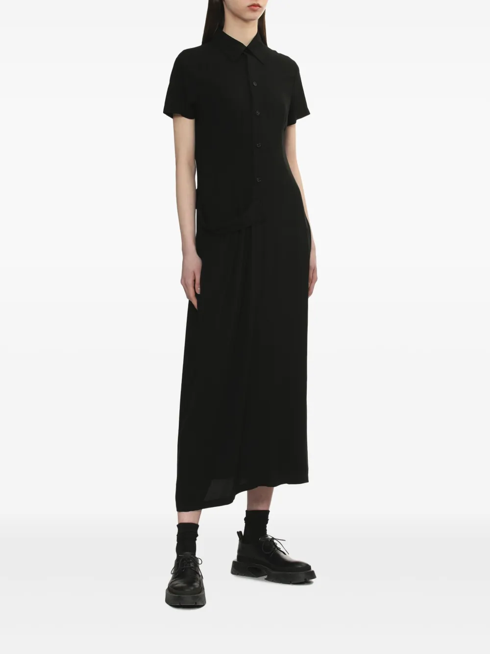 Y's Button-down midi-jurk - Zwart