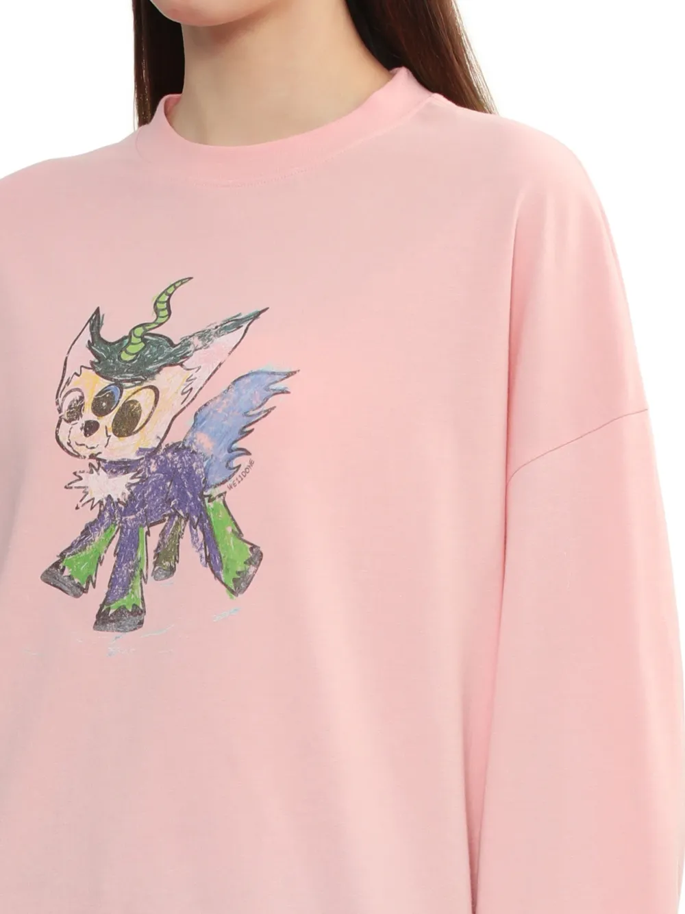 We11done Sweater met print Roze