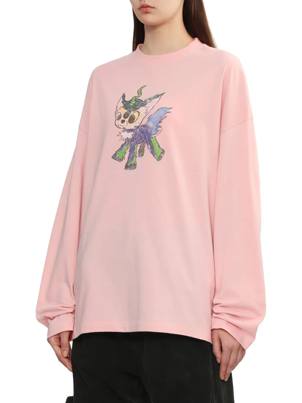 We11done Sweater met print Roze