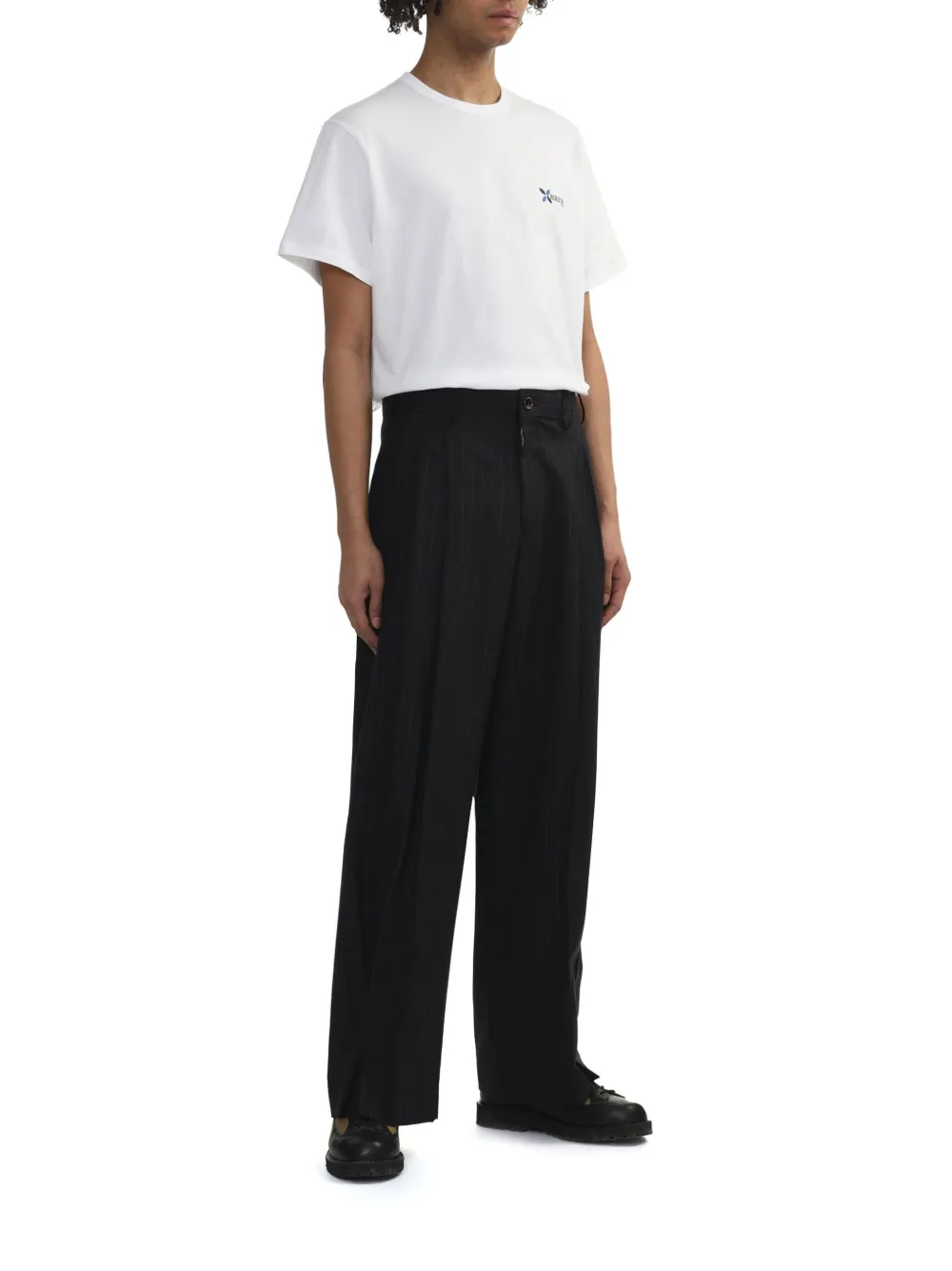 Khoki Pinstripe Straight-leg Trousers In Blue