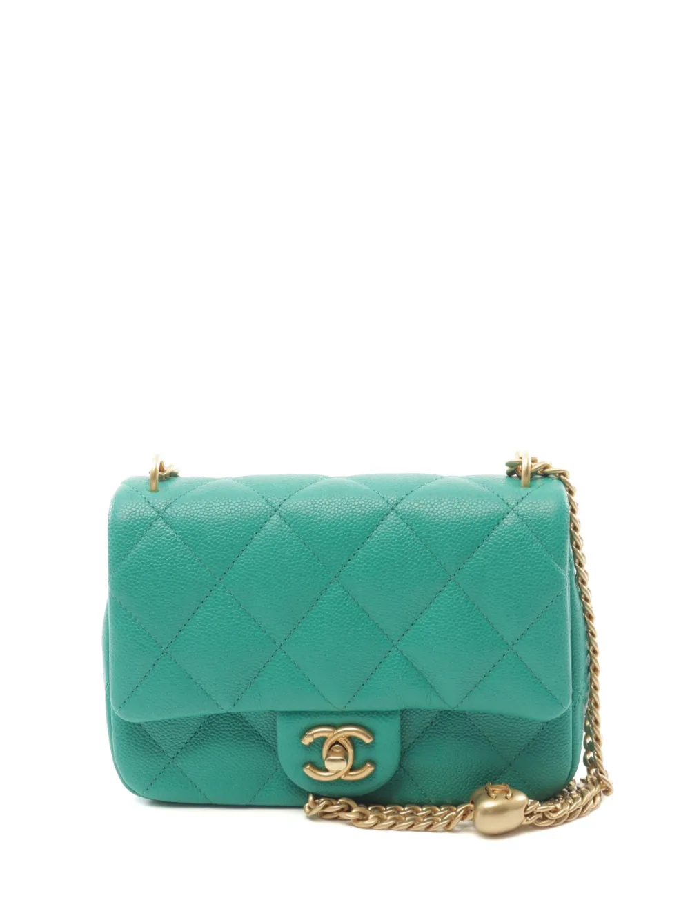 CHANEL Pre-Owned 2021s Classic Flap mini-schoudertas Groen