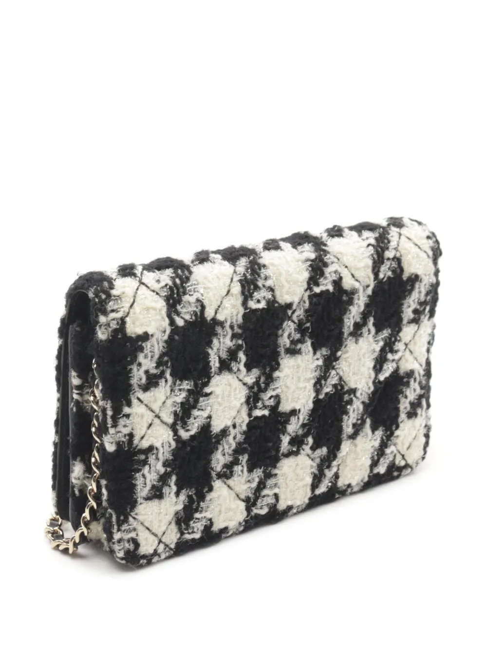 CHANEL Pre-Owned 2019 houndstooth tweed shoulder bag - Zwart