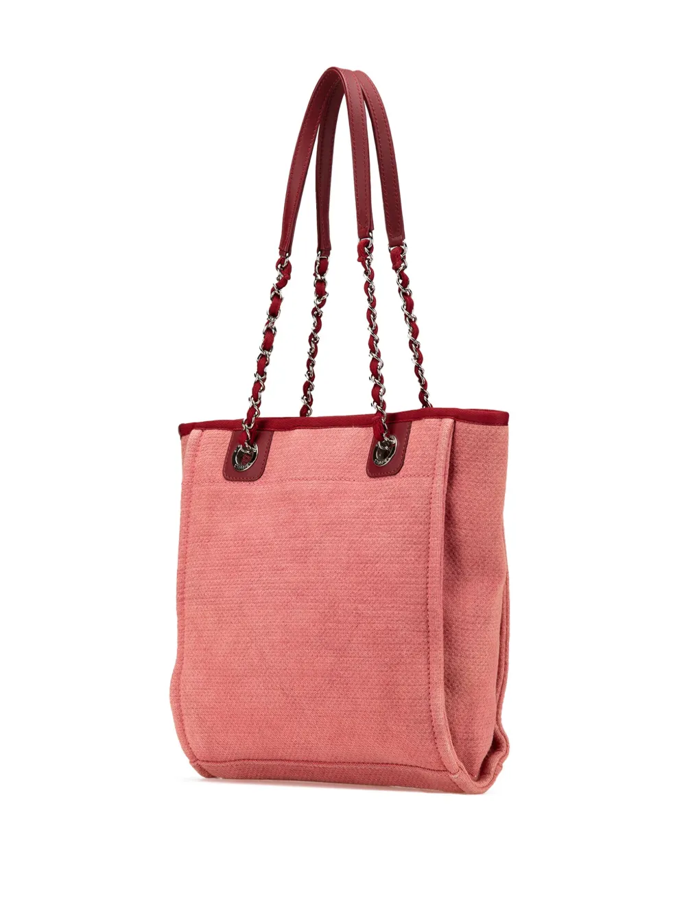 Pre-owned Chanel 2011 Mini Canvas Deauville Tote Bag In Red
