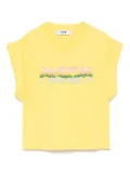 MSGM Kids beaded-logo T-shirt - Yellow