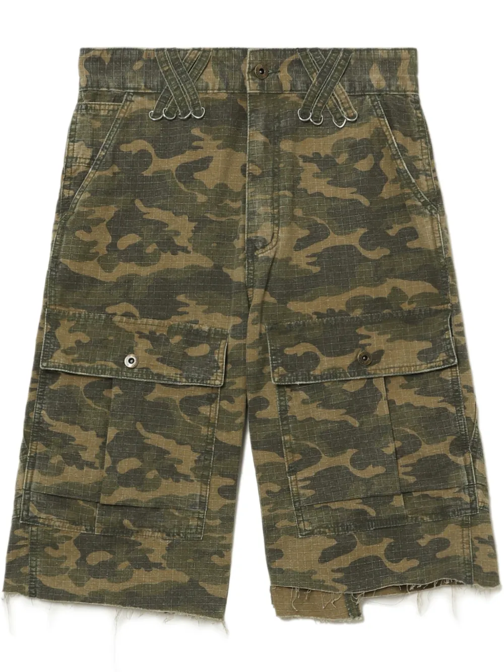 We11done Shorts met camouflageprint Groen