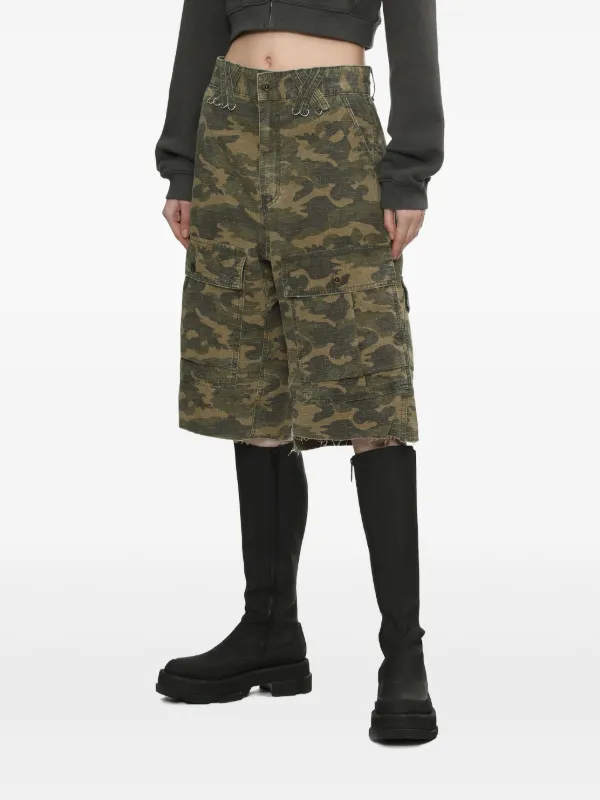 【関税込み】We11done グリーン Camo Vintage ショートパンツ We11done camouflage-print Cargo Shorts | Green | FARFETCH