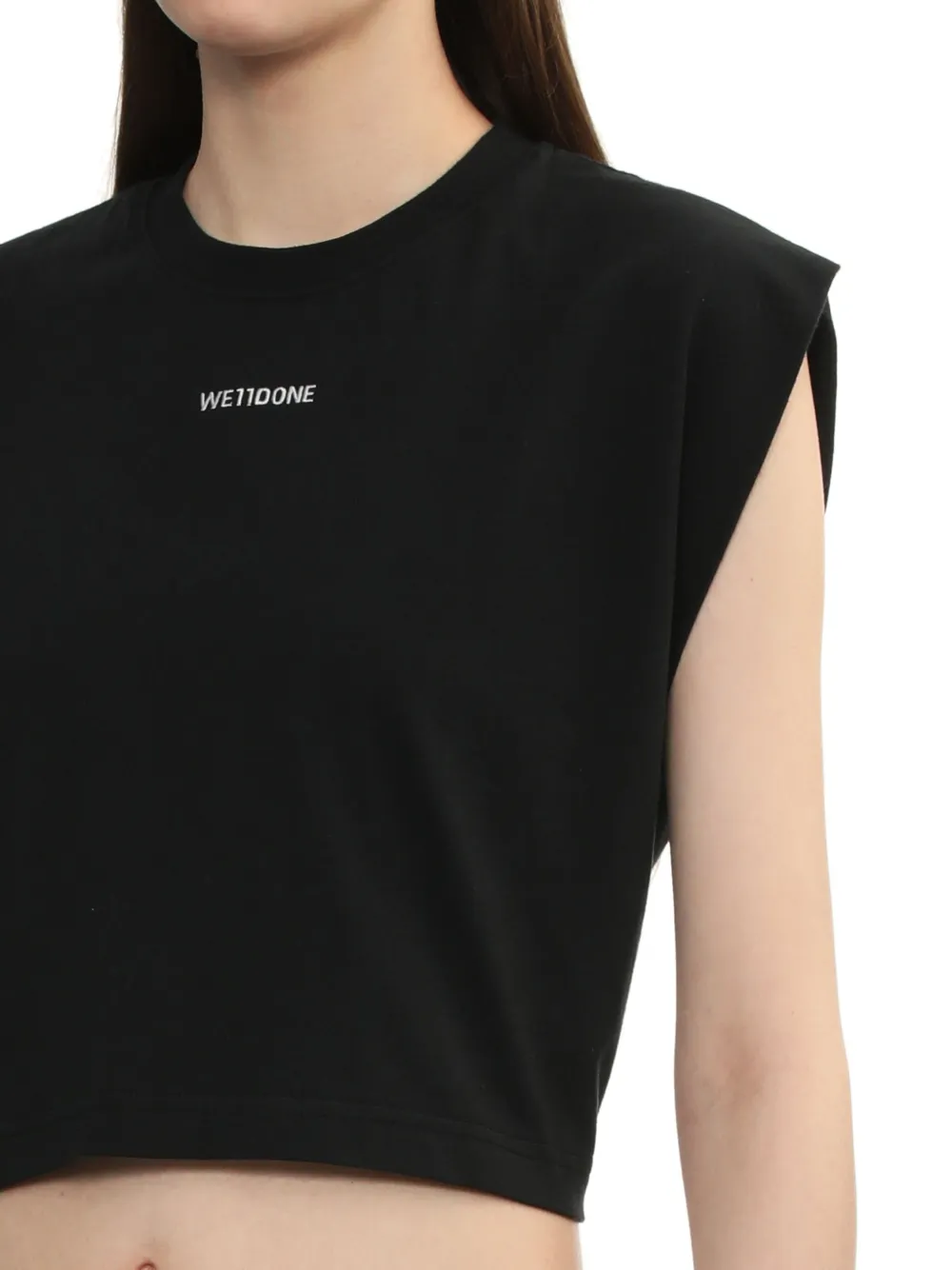 We11done T-shirt met logoprint Zwart