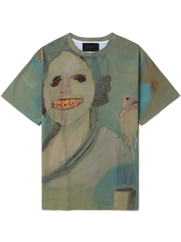 Simone RochaのTシャツ Simone Rocha Ribbon Bow Tail Print T-Shirt in White/Pink