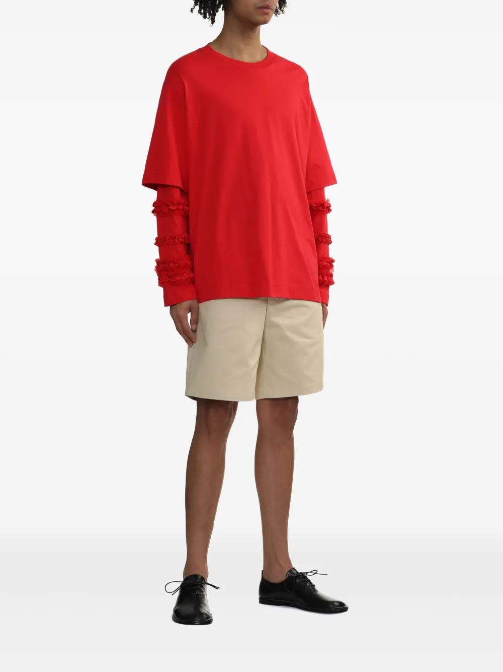 Simone Rocha ruffle-detailing T-shirt - Rood