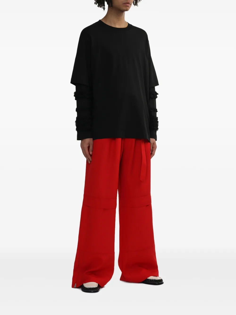 Simone Rocha ruffle-detailing T-shirt - Zwart