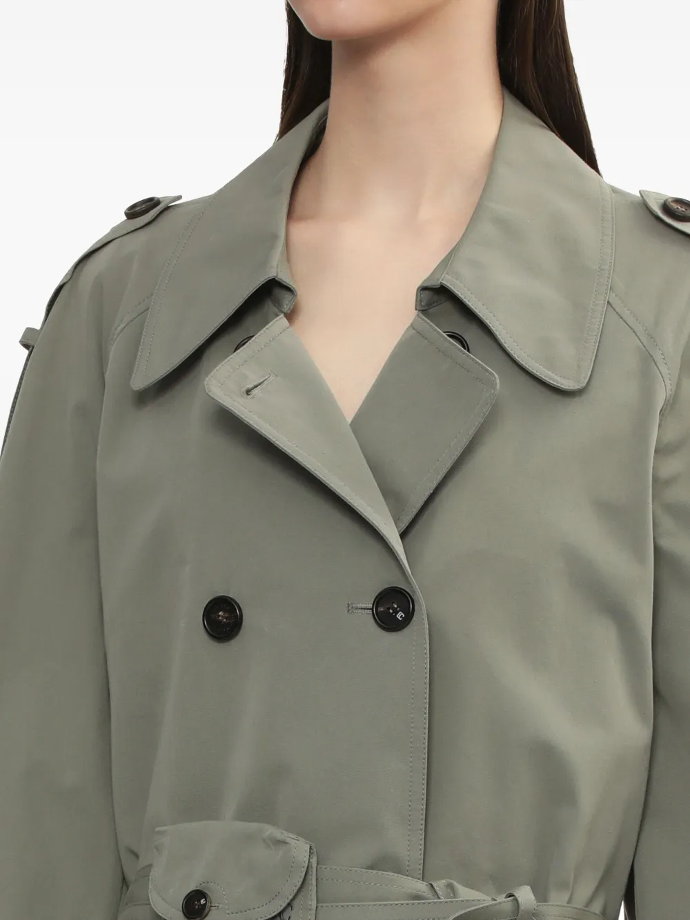 Low Classic Trenchcoat met dubbele rij knopen Groen