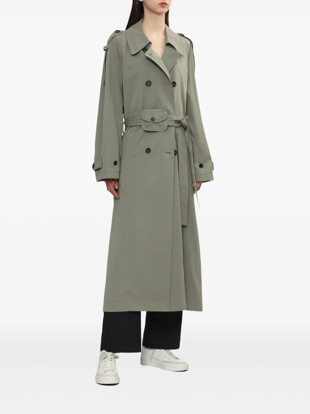 Low Classic Trenchcoat met dubbele rij knopen - Groen