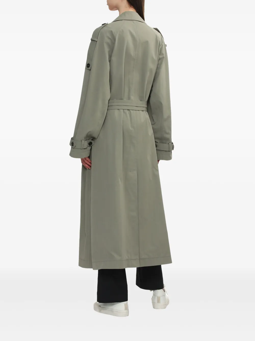 Low Classic Trenchcoat met dubbele rij knopen Groen