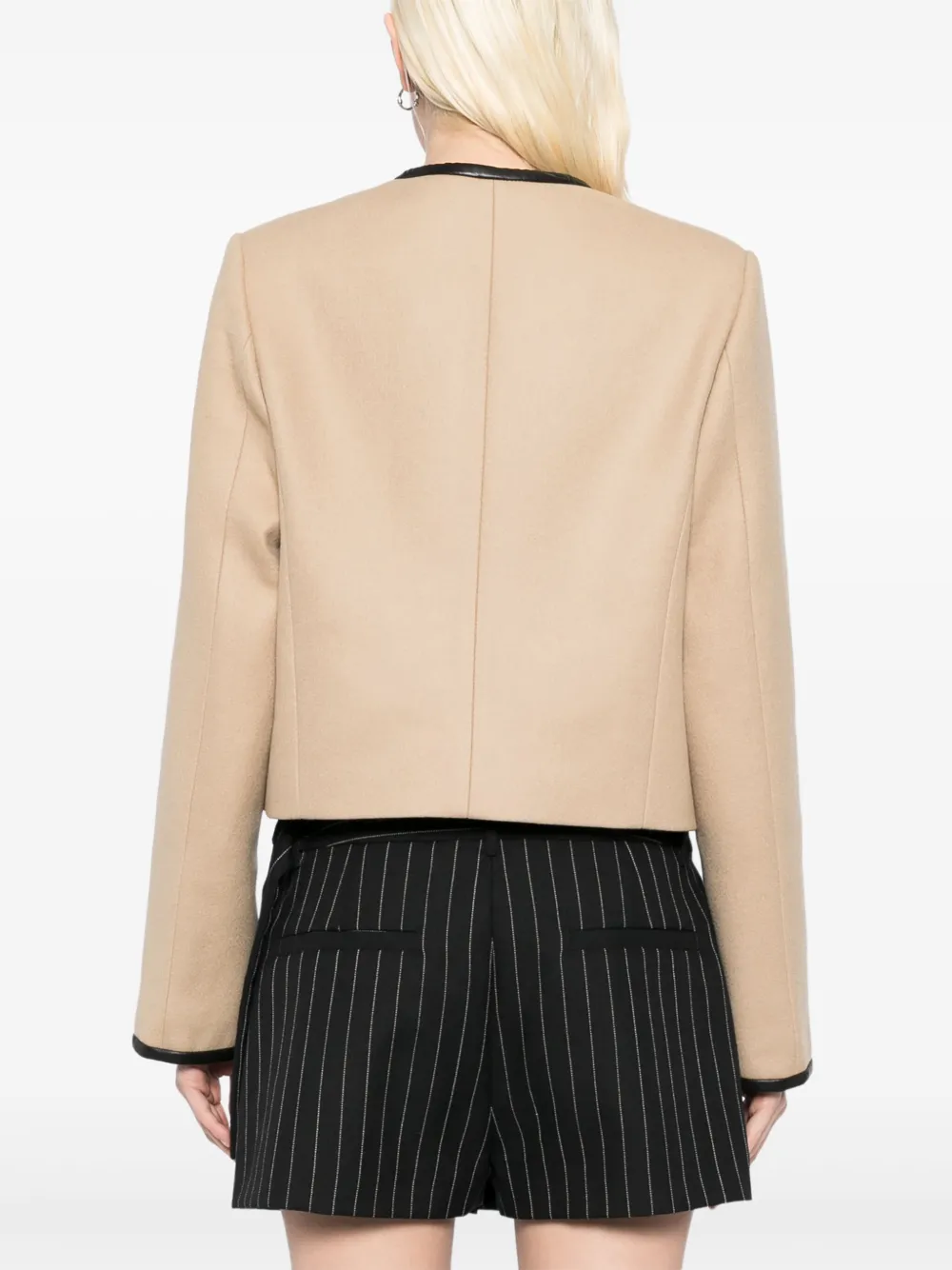 Low Classic Kort jack met ronde hals Beige