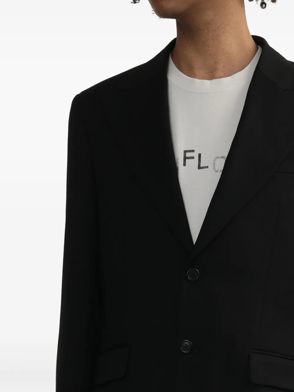 Sunflower Wollen blazer met enkele rij knopen Zwart