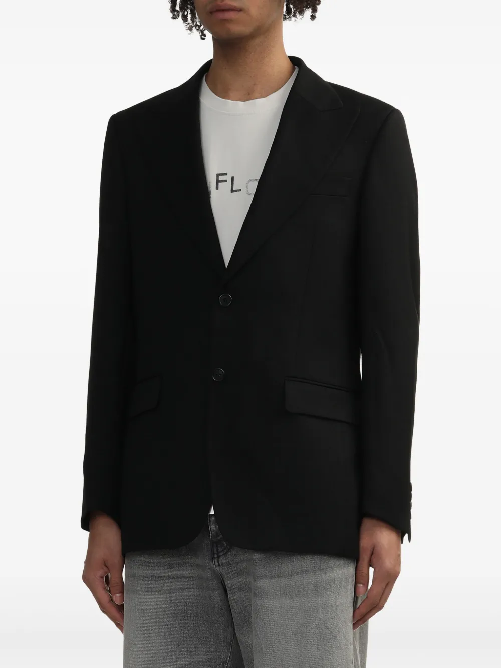 Sunflower Wollen blazer met enkele rij knopen Zwart