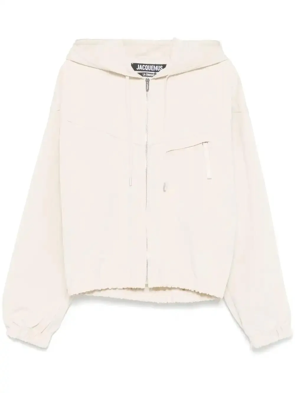Jacquemus Hooded Drawstring Jacket Zip Pocket In Neutrals