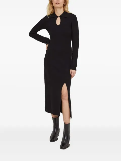 The Kooples keyhole-neckline button-cuff midi dress