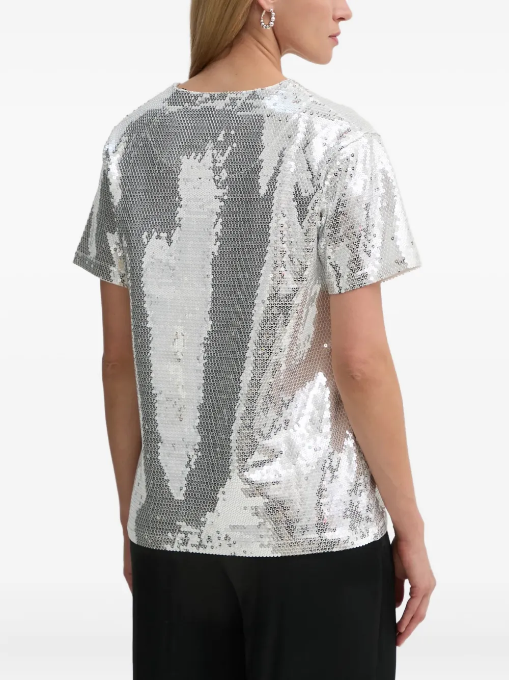  The Kooples Sequin-embellished Short-sleeve T-shirt - Silver 
