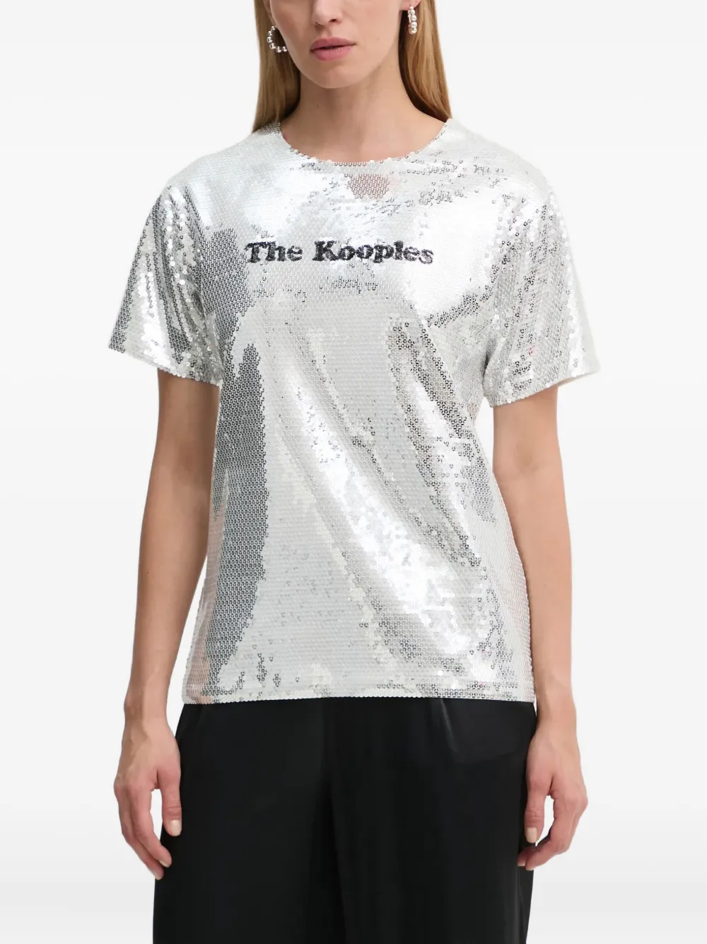 The Kooples sequin-embellished short-sleeve T-shirt - Argento