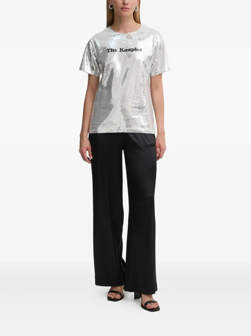  The Kooples Sequin-embellished Short-sleeve T-shirt - Silver 
