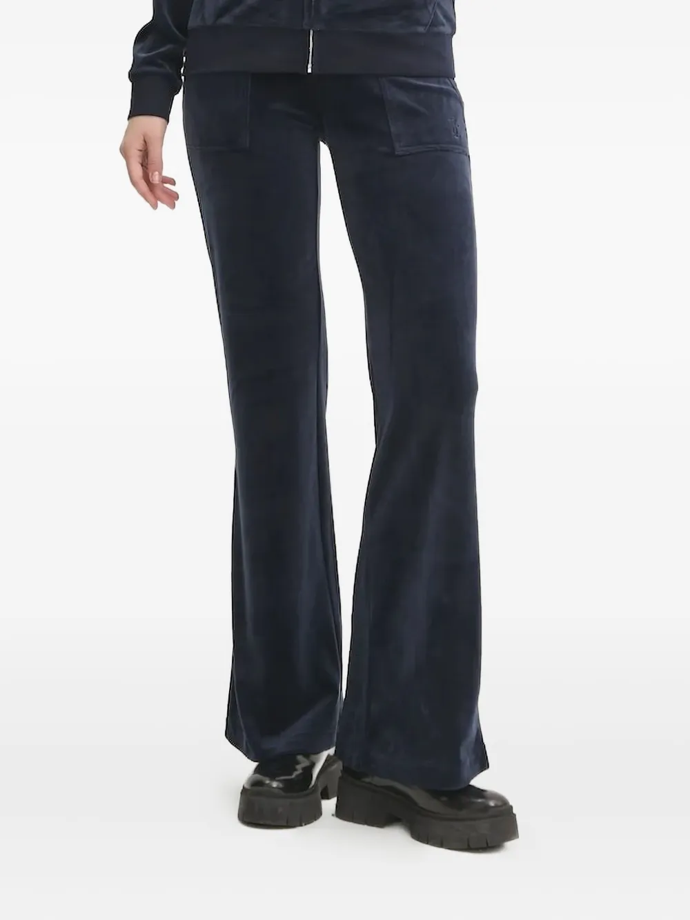 Juicy Couture Del Ray Logo Velour Sweatpants In Blue