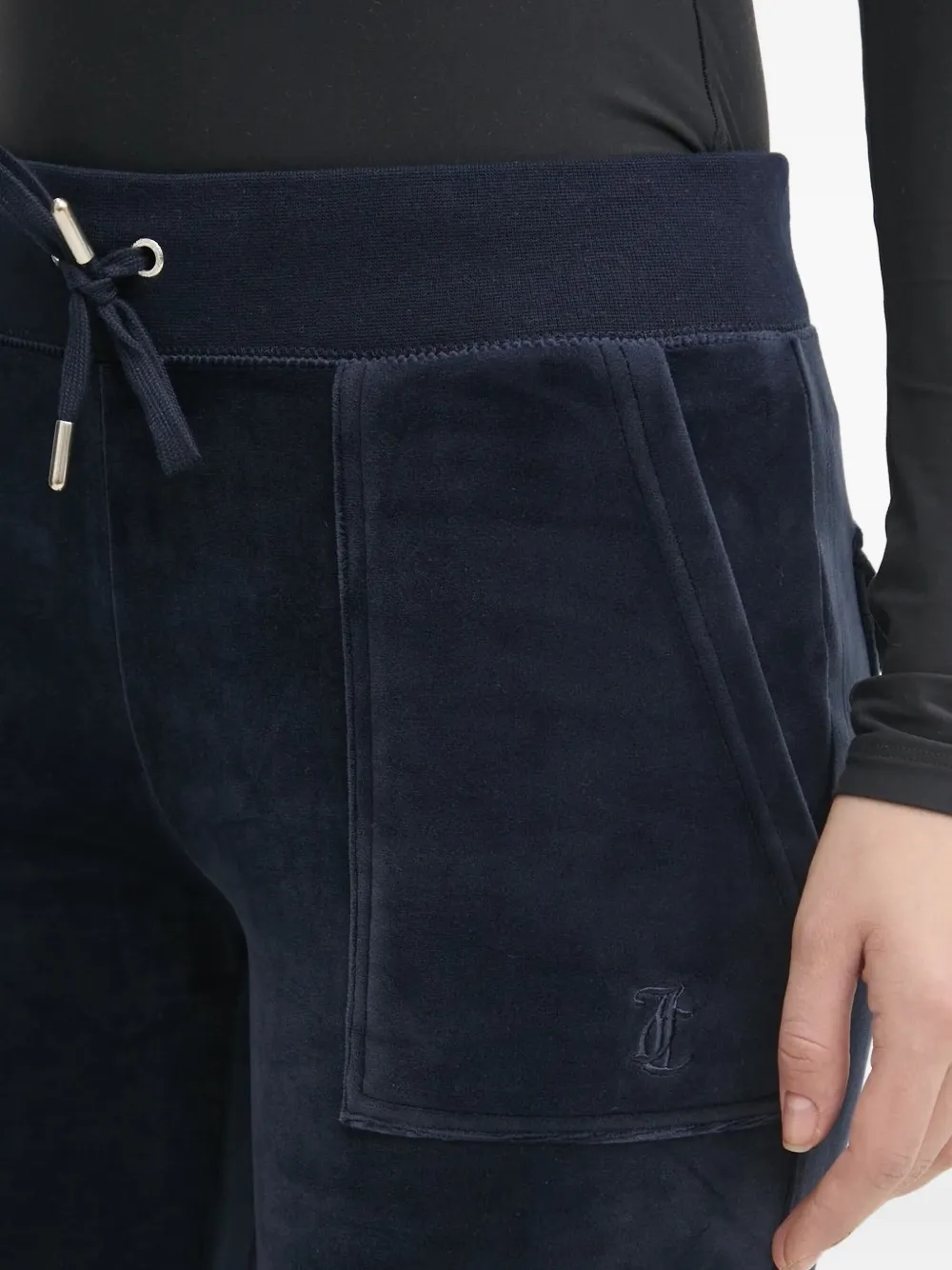 Juicy Couture Del Ray Logo Velour Sweatpants In Blue