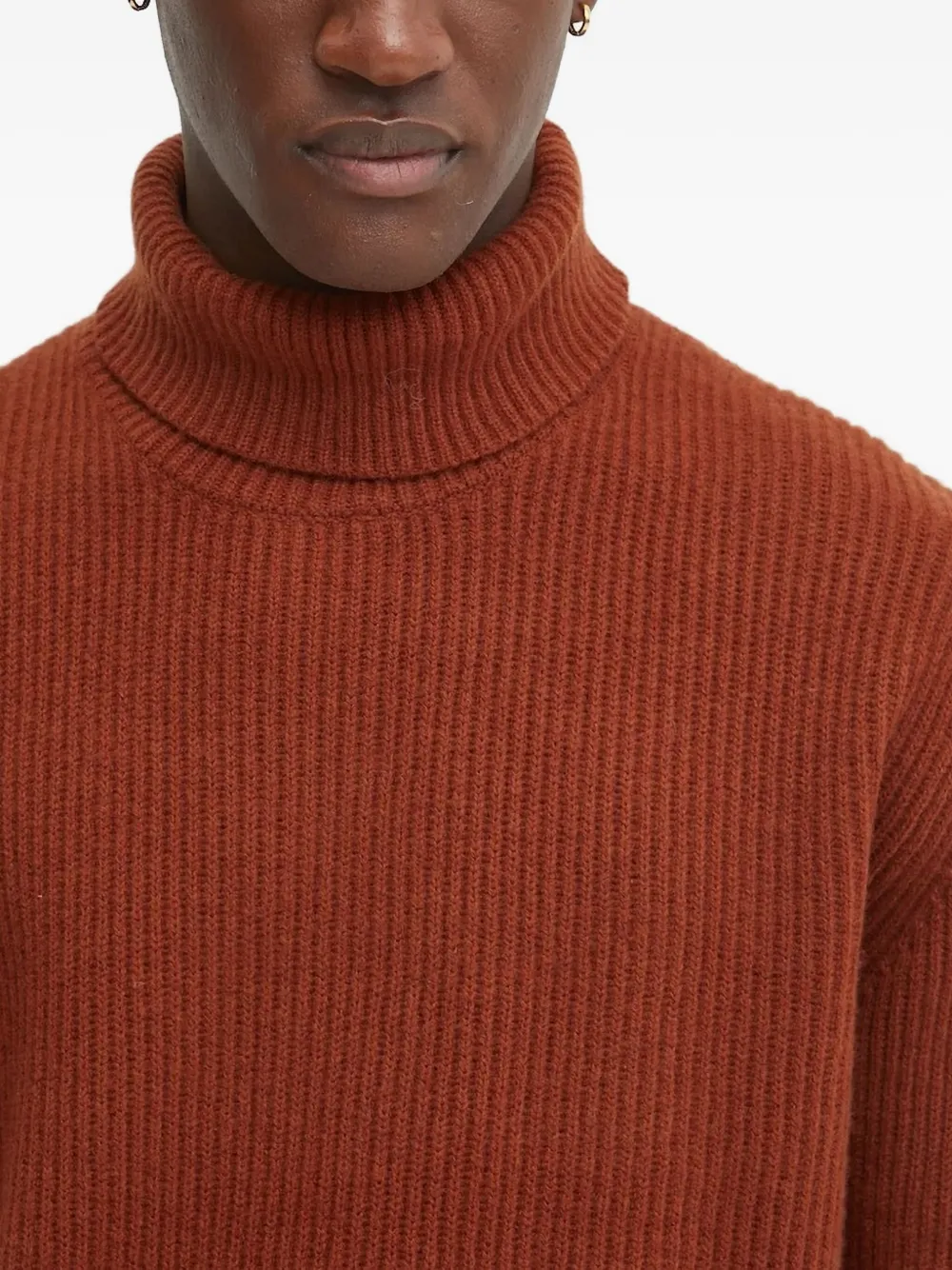 Les Deux Ribbed Turtleneck Sweater In Orange