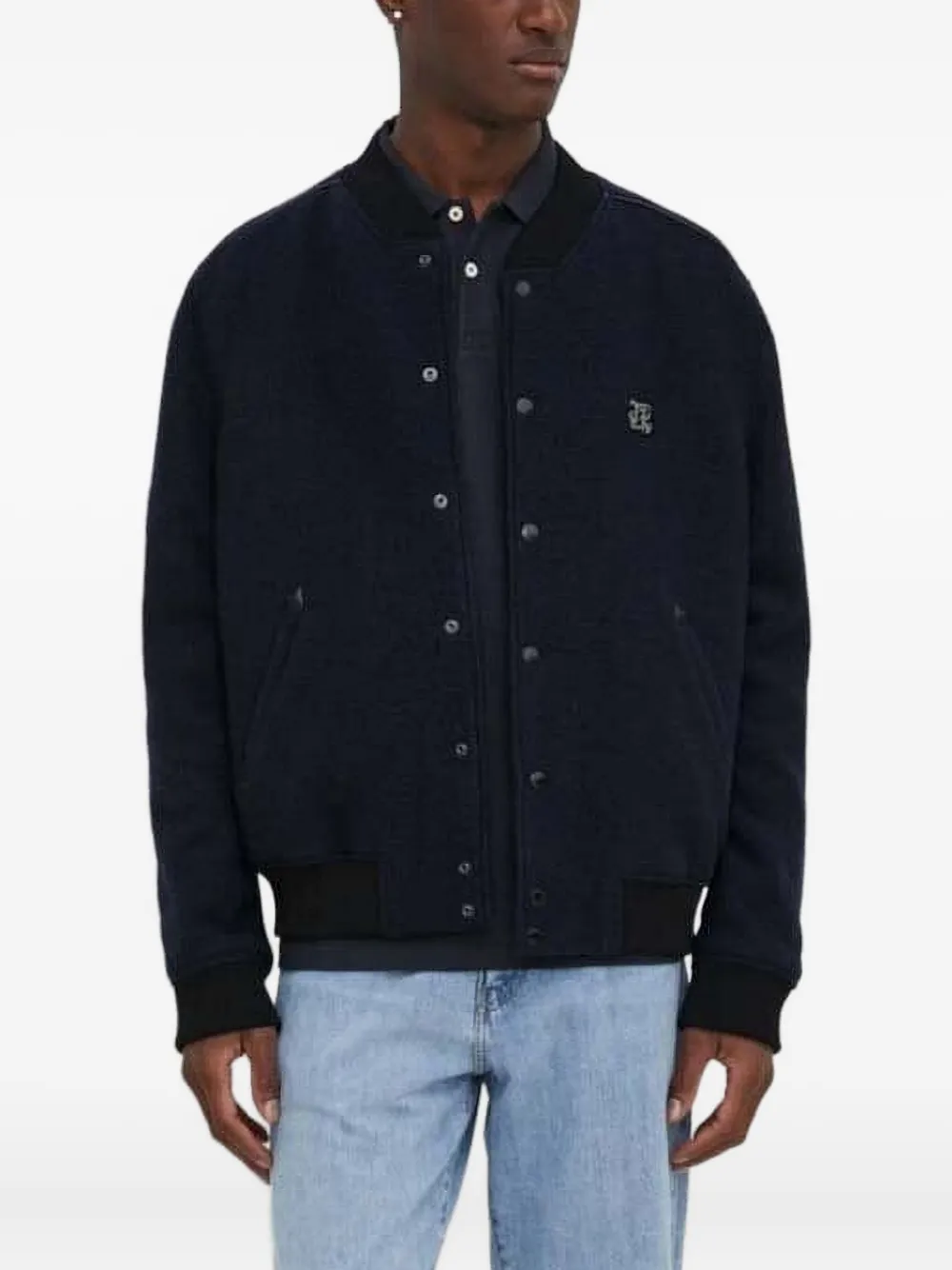 The Kooples Gevoerd bomberjack met logopatch Zwart