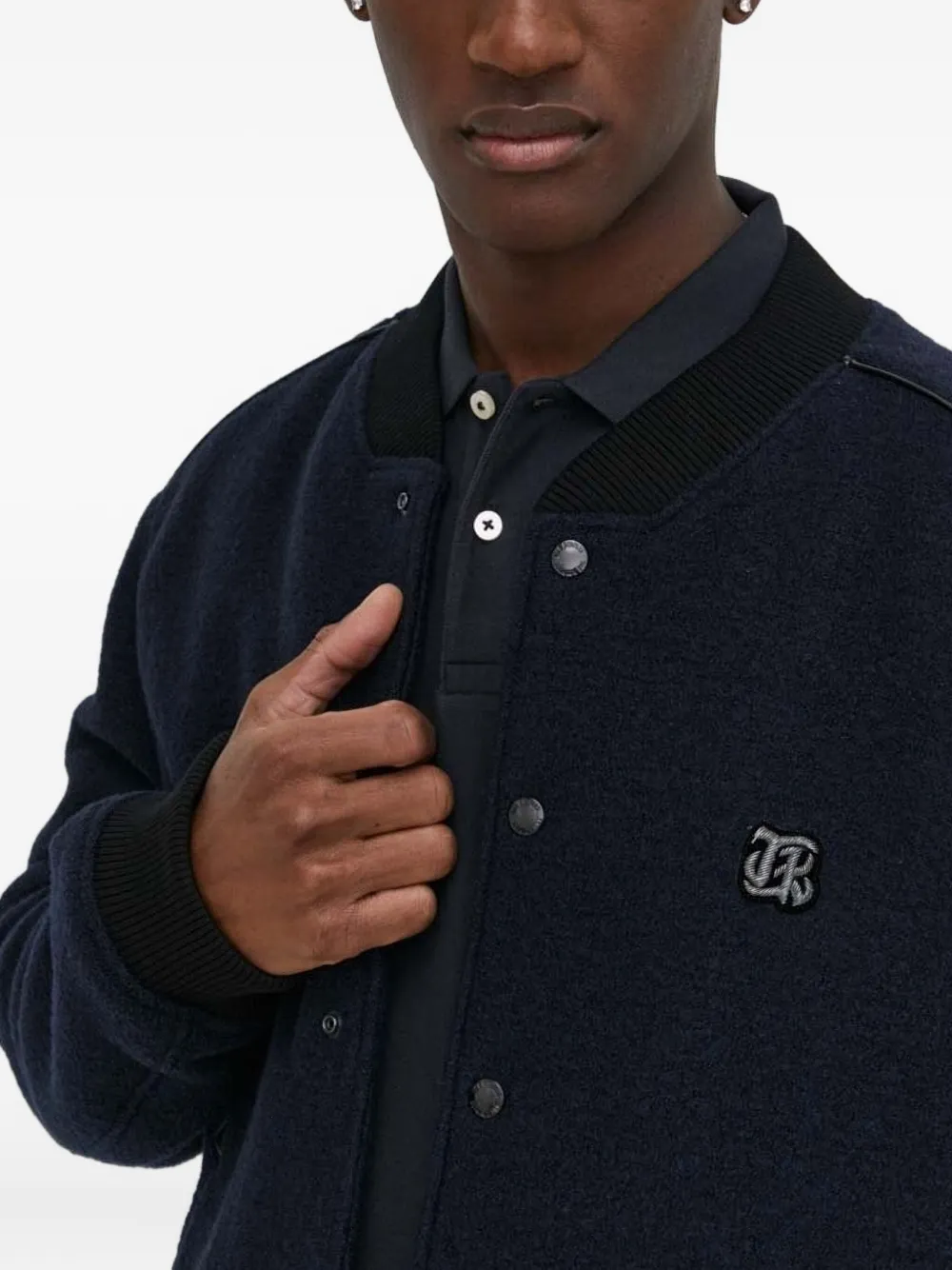 The Kooples Gevoerd bomberjack met logopatch Zwart