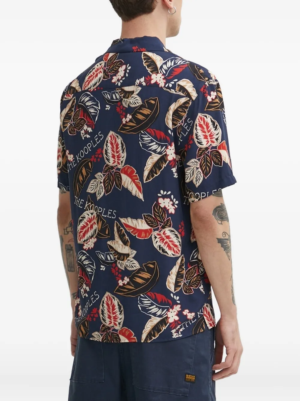 The Kooples Overhemd met bladerprint - Blauw