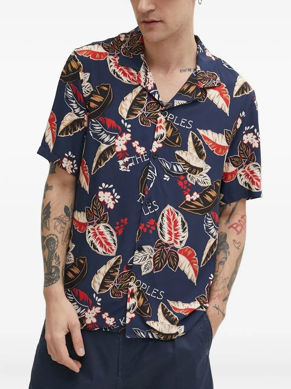 The Kooples leaf-print short-sleeved shirt | Blue | Image 1