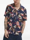 The Kooples leaf-print short-sleeved shirt - Blue