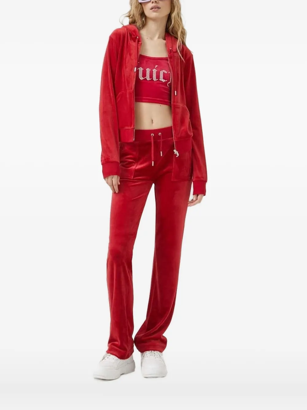Juicy Couture Embroidered Zip-up Hoodie In Red