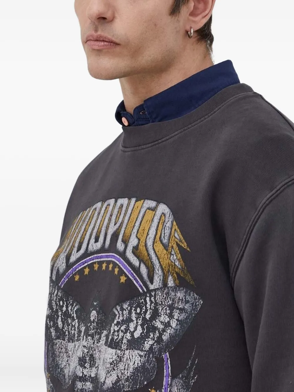 The Kooples Moth-print Sweatshirt In Gray