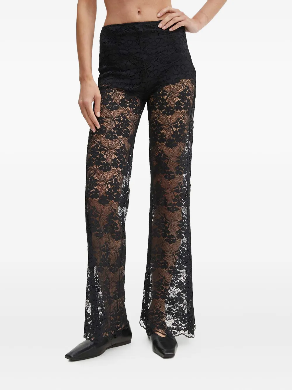 The Kooples floral-lace flared trousers | Black | Image 1