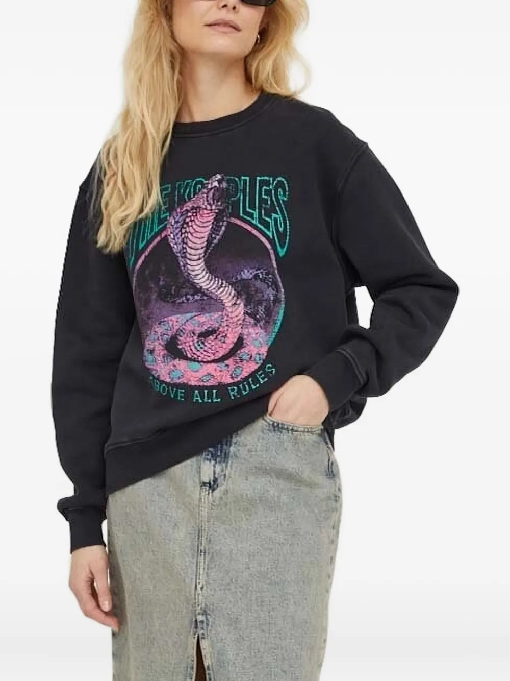 The Kooples Printed Long-sleeve Sweatshirt In Black
