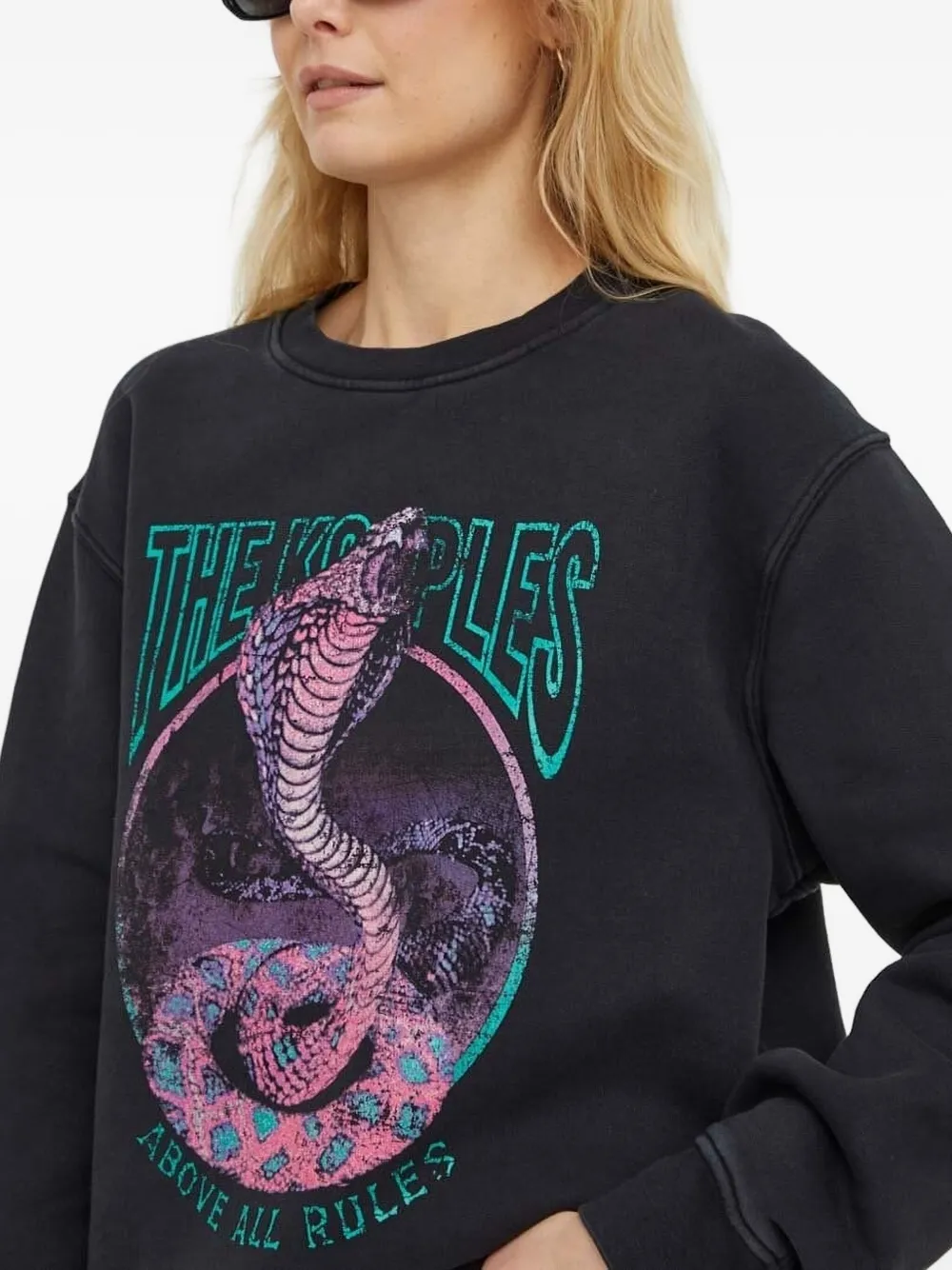 The Kooples Printed Long-sleeve Sweatshirt In Black