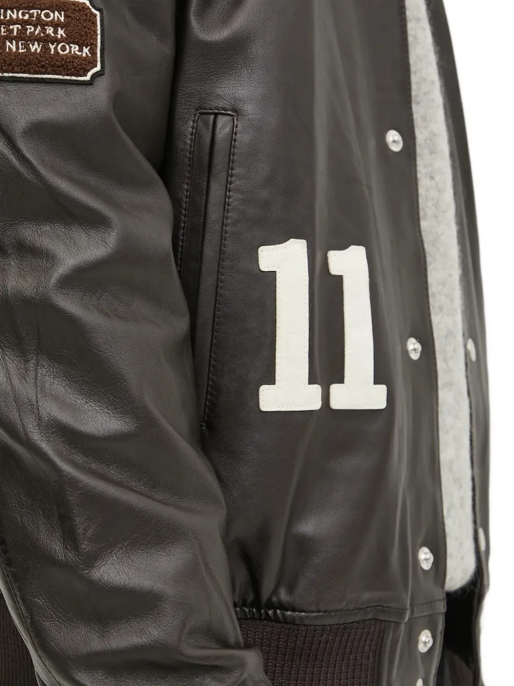 Les Deux Varsity leren jack met patch Grijs