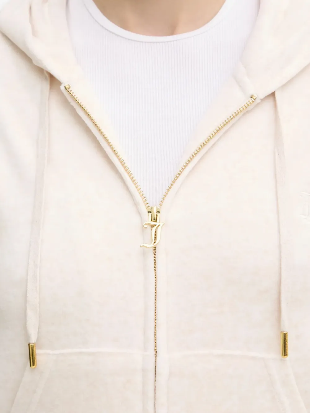 Juicy Couture Hoodie met capuchon en rits Beige