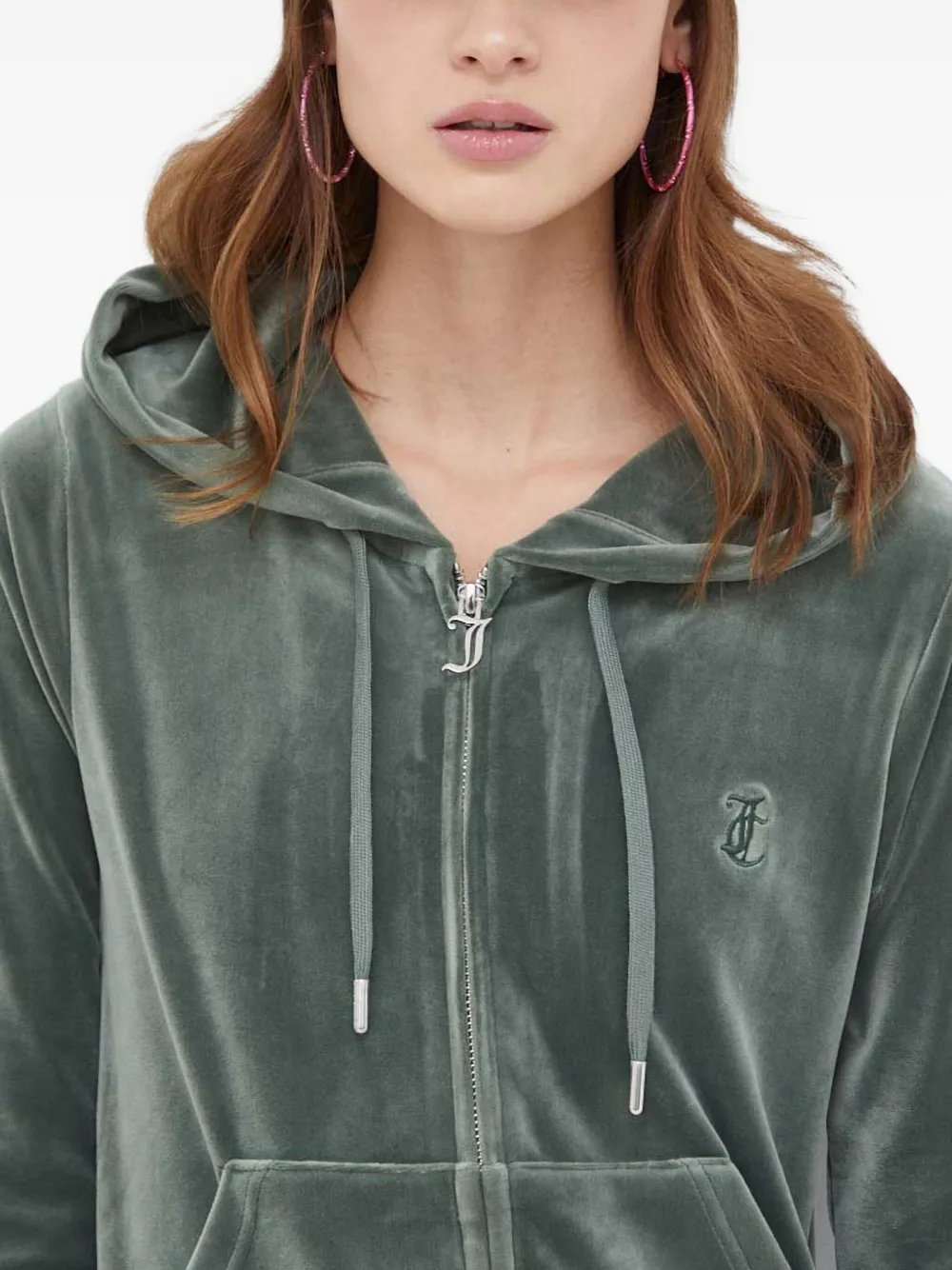 Juicy Couture Hooded Zip-up Hoodie In Green