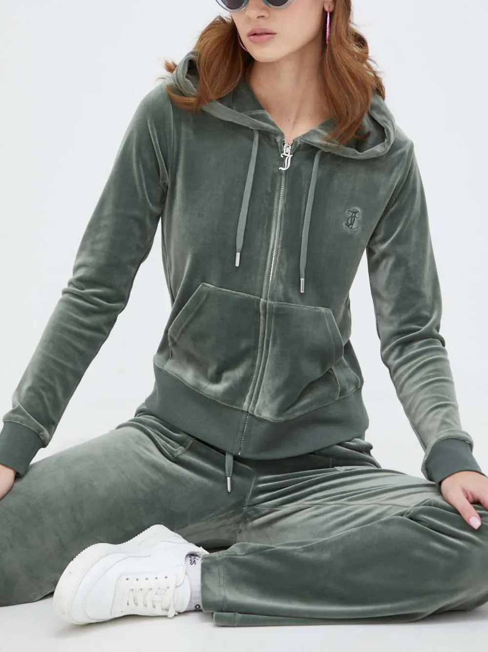 Juicy Couture Hooded Zip-up Hoodie In Green