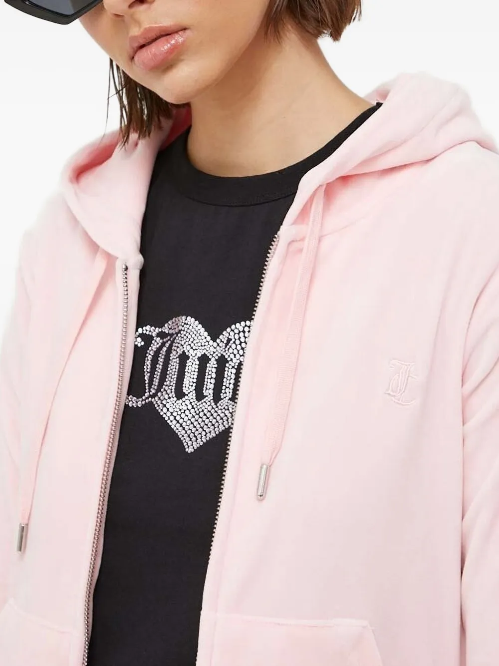Juicy Couture Hoodie met geborduurd logo Roze