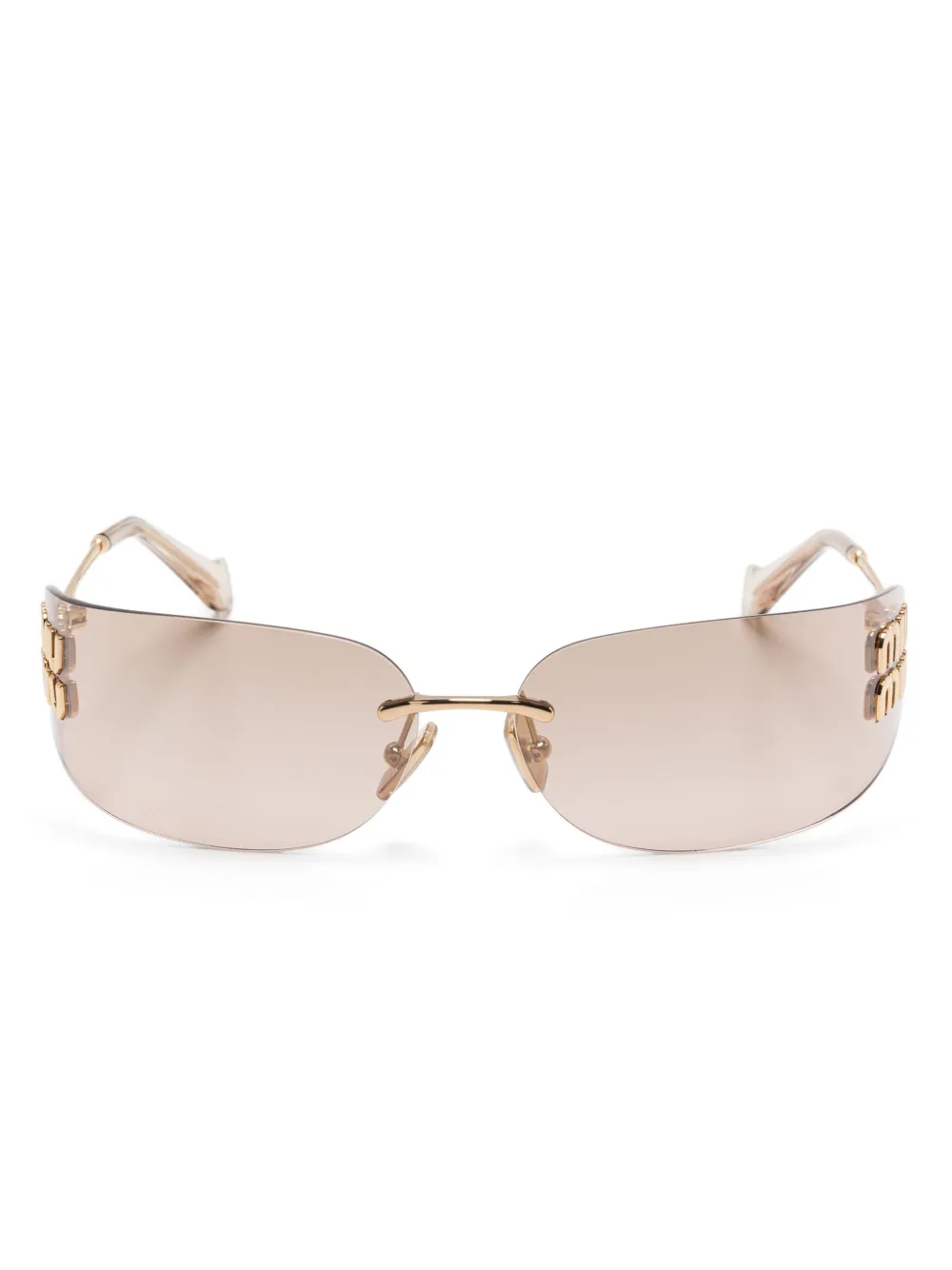 Miu Miu Eyewear logo-plaque sunglasses | Gold | Image 1
