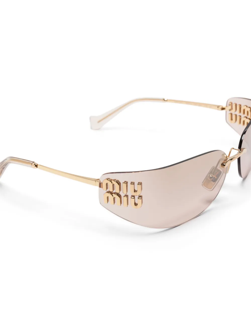 Miu Eyewear Zonnebril met logoplakkaat Goud