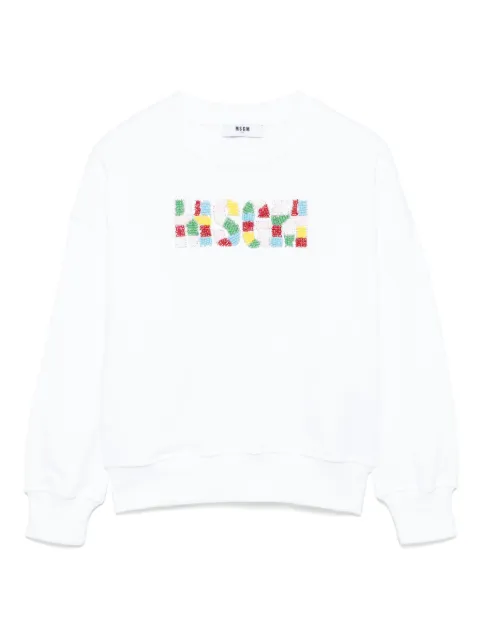 MSGM Kids sweat à logo brodé de perles