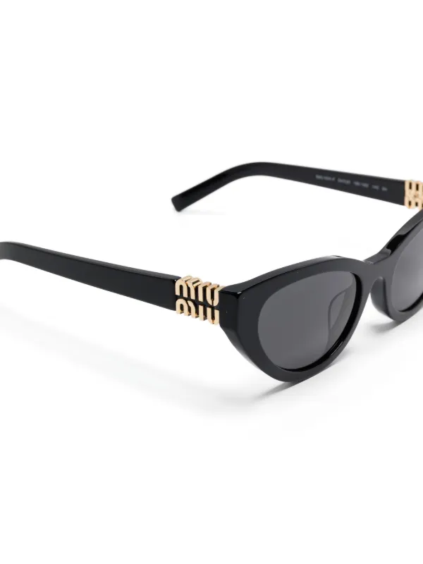 Miu Miu Eyewear logo-plaque Sunglasses | Black | FARFETCH display picture 2