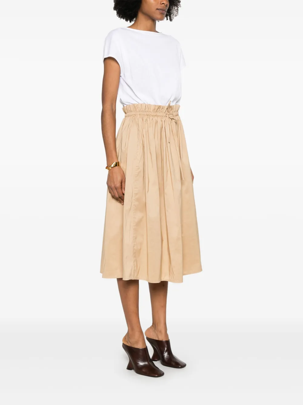 Fabiana Filippi Midi-jurk met gesmockt detail Wit