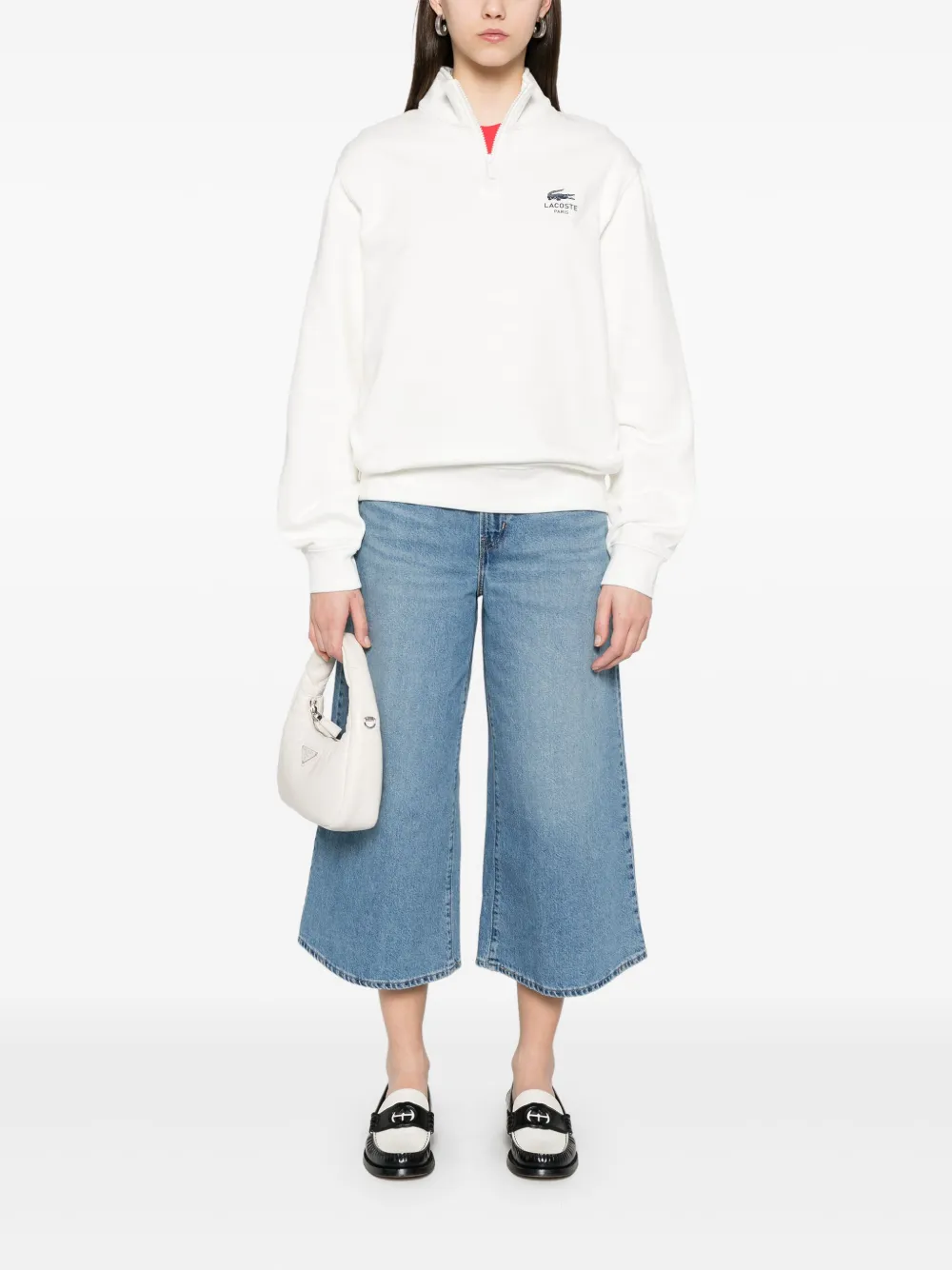 Lacoste Logo-print High-neck Sweatshirt In White