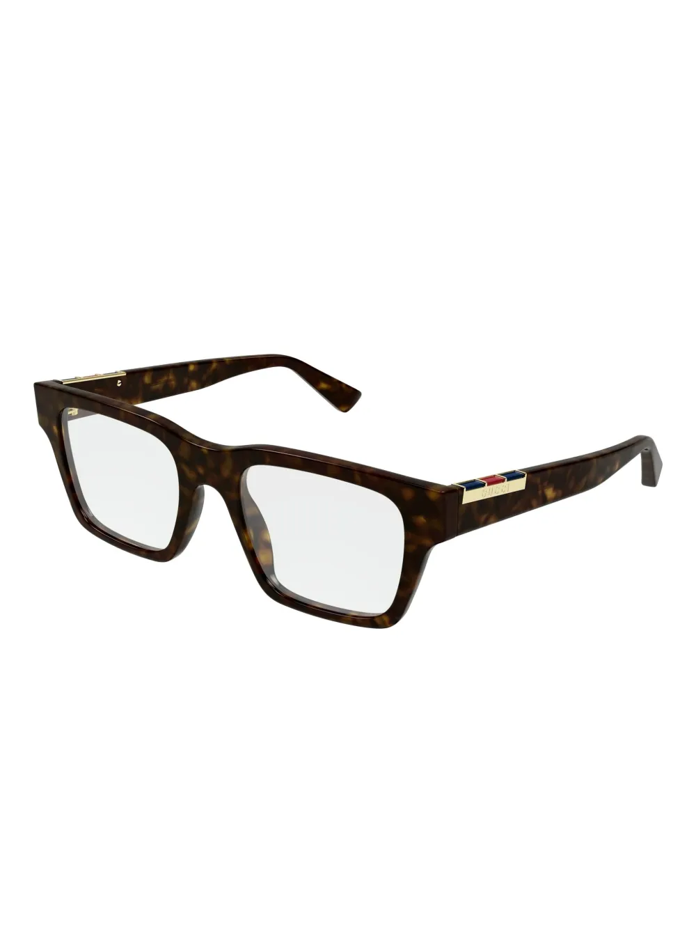 Gucci Eyewear Zonnebril met rechthoekig montuur en schildpadschild-effect Bruin